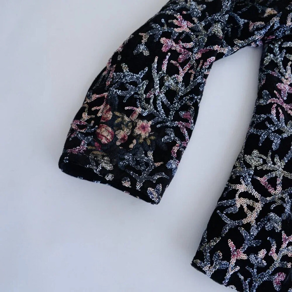 Vintage Tahari Arthur Levine Black & Maroon Sequin Velvet Embroidered Jacket 14 - Picture 9 of 14